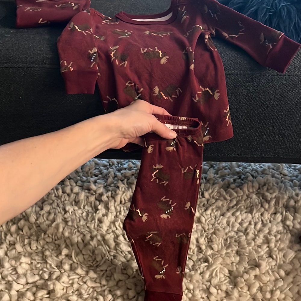Janie and Jack moose with scarf two piece pajamas set